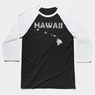 Mandala art map of Hawaii with text in white Baseball T-Shirt